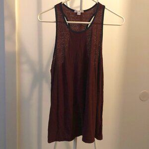 JAMES PERSE STANDARD RACER BACK TANK MAROON COTTON & LINEN SIZE 2 (M)